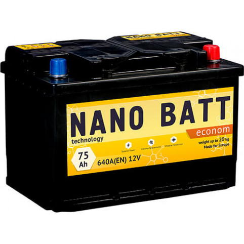 Аккумулятор NANO BATT Econom - 75 +правый 640 А