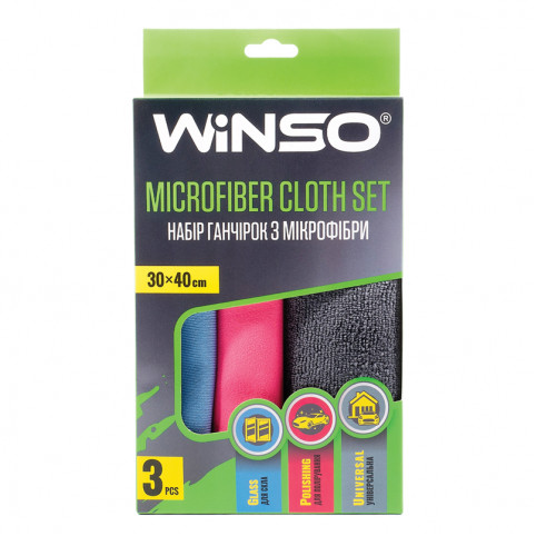 Ганчірки мікрофібра набір WINSO 30*40 см 3 шт (універс., полір., скло) (120) 150220*