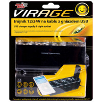 Портовий розгалужувач 12/24V + USB VIRAGE 93-019