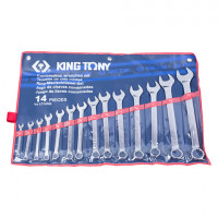 Набір ключів ріжково-накидних 14 одиниць (5/16" - 1-1/4") дюйм в чохолі із терилену KING TONY Набір ключів ріжково-накидних 14 одиниць (5/16" - 1-1/4") дюйм в чохолі із терилену KING TONY