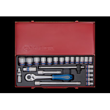 Набір головок 1/2" з принаддям 24 од. 6гр. 10-32мм. в металевому кейсі KING TONY