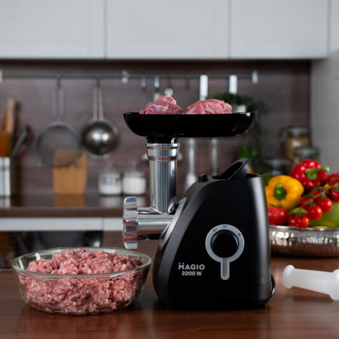 М'ясорубка електрична MAGIO МG-270, 2200 Вт, запасний ніж, овочерізка, томатодавка