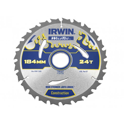Диск пильный по деревоматериалам Weldtec CSB 184мм/24T/30/20 AR30, IRWIN