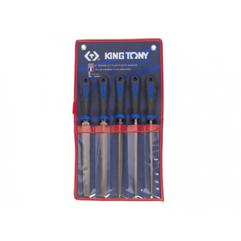 Набор напильников 200 мм, двухкомпонентные рукоятки, 5 предметов King Tony (1005GQ)