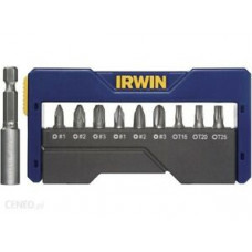 Набор бит в футляре 9+1 (PZ1/PZ2/PZ3/PH1/PH2/PH3/T15/T20/T25), IRWIN