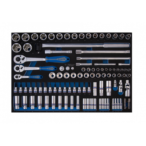 Набор торцевых головок 1/4, 3/8 и 1/2 дюйма с принадлежностями, 103 предмета, ложемент King Tony (9-9503MRV01)