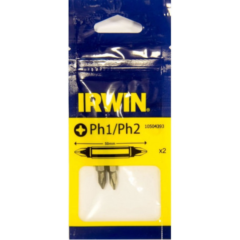 Бита двусторонная Phillips DOUBLE END 50мм PH1/PH2 2шт, IRWIN