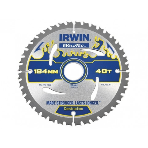 Диск пильный по деревоматериалам Weldtec CSB 184мм/40T/30/20 AR30, IRWIN